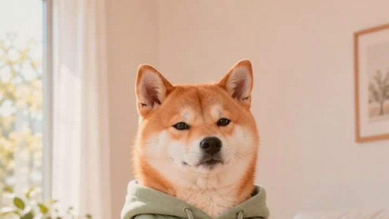 Warm autumn studio portrait of a dog in a soft pumpkin costume with a small leaf collar